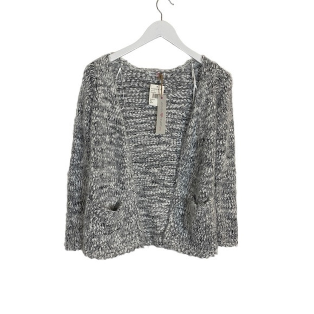 Woven Heart Open Cardigan Gray Sweater Size L